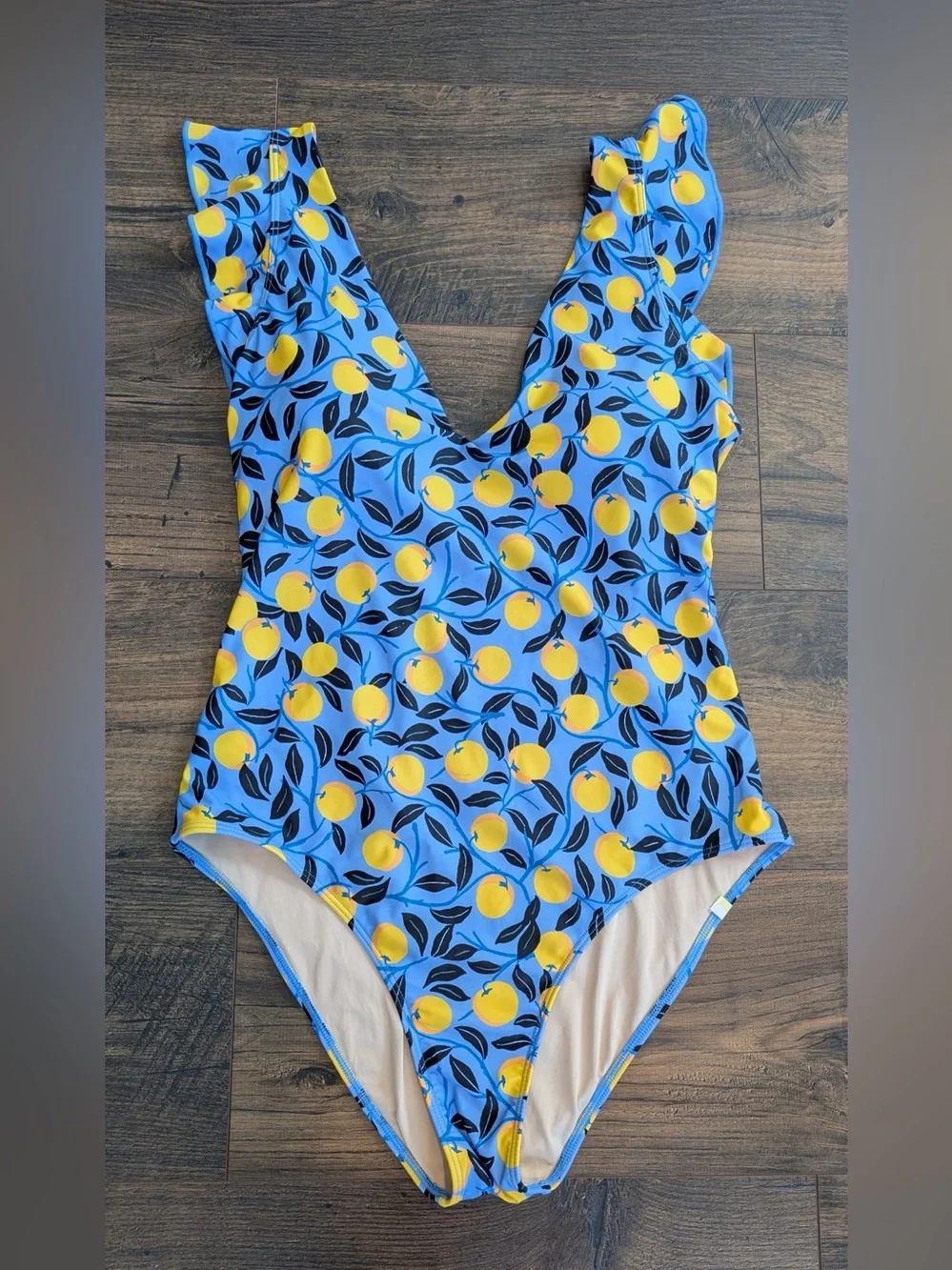 Summersalt X Diane Von Furstenberg The Ruffled Backflip Lemon Blue Size 10